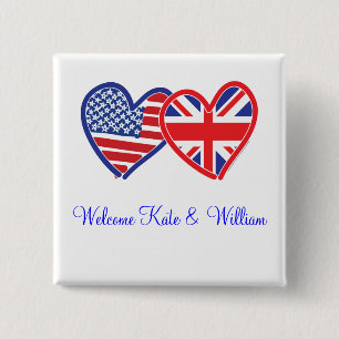 Welkom Kate & William/ Royal Wedding Vierkante Button 5,1 Cm
