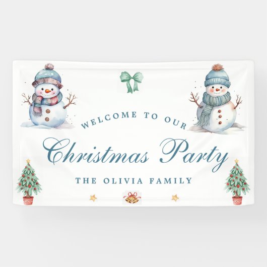 Welkom Kerstvakantie Banner Snowman (Horizontaal)