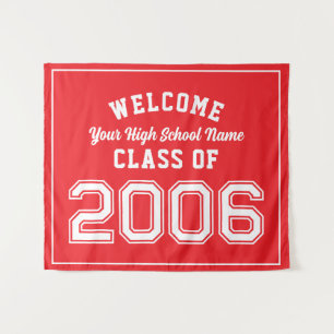 Welkom klas van 2006, 20 jaar reünie decor wandkleed