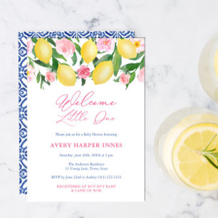 Welkom klein Capri Lemons Girl-Baby shower Kaart