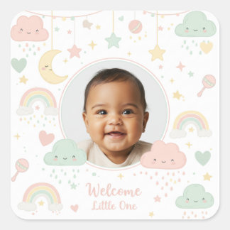 Welkom Kleine Baby Foto Aandenken Vierkante Sticker