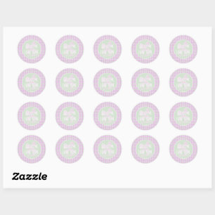 Welkom Kleine Eén douche Zachte roze strik plaid Ronde Sticker