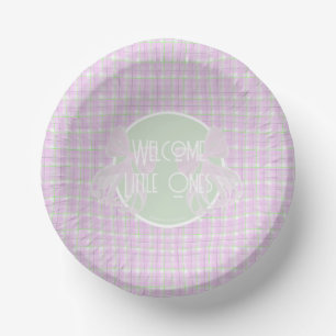 Welkom kleine meisjes-Tweeling roze Strik Papieren Kommen