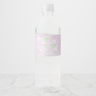 Welkom Kleine pink lint plaid Waterfles Etiket