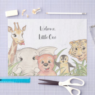 Welkom Kleine Safari Baby Felicitaties Tissuepapier