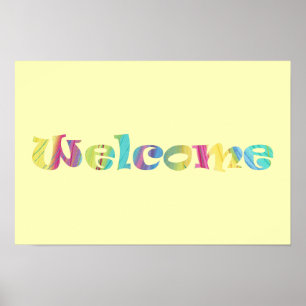 Welkom Kleurrijk Pastelkleurig Woord Kunst Poster