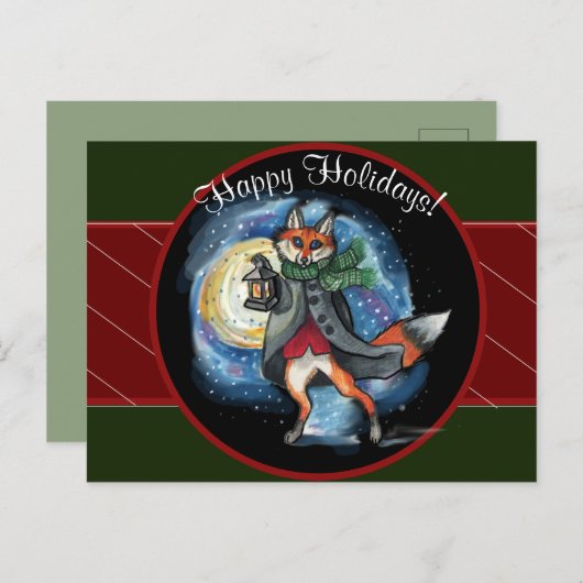 Welkom Lantern Fox Feestdagenkaart (Voorkant / Achterkant)