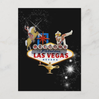 Welkom Las Vegas Sign On Starry Background Briefkaart