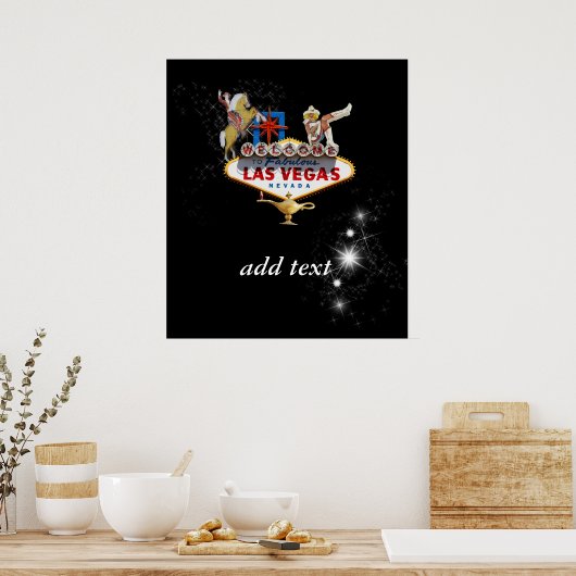 Welkom Las Vegas Sign On Starry Background Poster (Keuken)