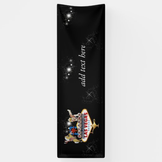 Welkom Las Vegas Sign On Starry Background Spandoek (Verticaal)