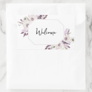 Welkom Lavendel Paarse Bloemen Rechthoekige Sticker