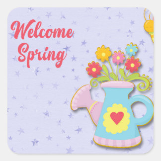 Welkom lente vierkante sticker