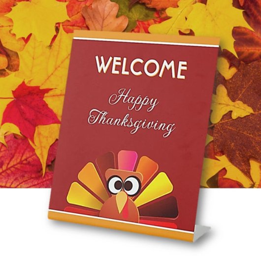 Welkom! Leuke Thanksgiving Reclamebord Met Voetstuk
