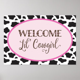 Welkom Lil' Cowgirl Baby shower Banner Poster