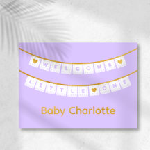 Welkom Little One Lila Baby Gefeliciteerd Kaart