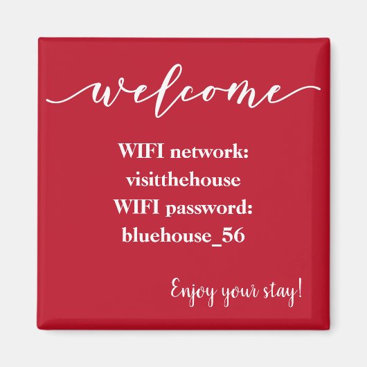Welkom Magnet Vacation Rental Wifi Wachtwoord Magneet (Voorkant)