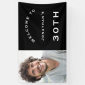 Welkom man 30th Birthday Party Foto zwart Spandoek (Verticaal)