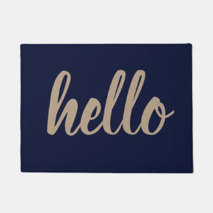 Welkom Mat Hallo Outdoor/Indoor Navy Blue/Taupe!