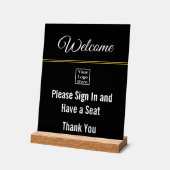 Welkom Meld u aan en Logo Zwart acryl teken Acryl Bord (Hoek)