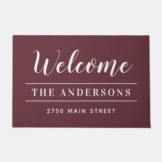 Welkom Merlot Red Persoonlijke familienaam Deurmat (Voorkant)