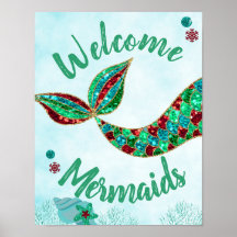 Welkom Mermaids, Mermaid Birthday Sign, Kerstmis