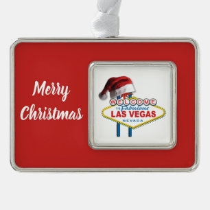 Welkom met Kerstmis in Las Vegas Sign Verzilverd Kader Ornament