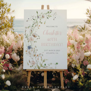 Welkom met wilde bloemen 40e verjaardag perfect poster