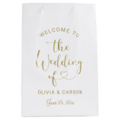 Welkom modern Gold Heart Script Weduwschap Medium Cadeauzakje (Voorkant)