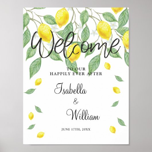 Welkom | Modern Lemon Boho Summer Wedding Poster (Voorkant)