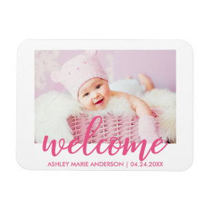 Welkom, modern Nieuw, warm roze baby Magneet