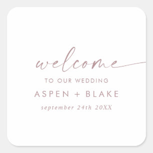 Welkom modern Roos Gold Script Weddenschap Vierkante Sticker
