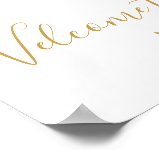 Welkom modern Rustic Gold Wreath Weddenschap Monog Poster (Hoek)