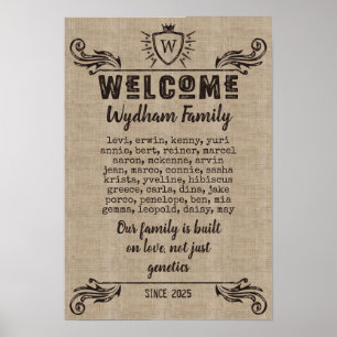 Welkom Monogram Rustic Logo Typografie Burlap Poster