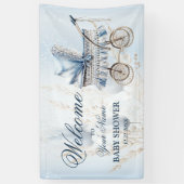 Welkom Mooie Kinderwagen Blauwe Bloemen Mooie Fees Spandoek (Verticaal)