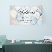 Welkom Mooie Waterverf Roze Witte Ballonnen Feest Spandoek (Beurs)