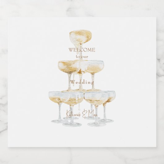 Welkom Mousserende Wijntoren Aangepaste Namen Brui Sparkling Wijnetiket (Enkel label)