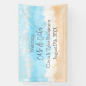 Welkom Mr en Mrs Coastal Wedding Spandoek (Verticaal)