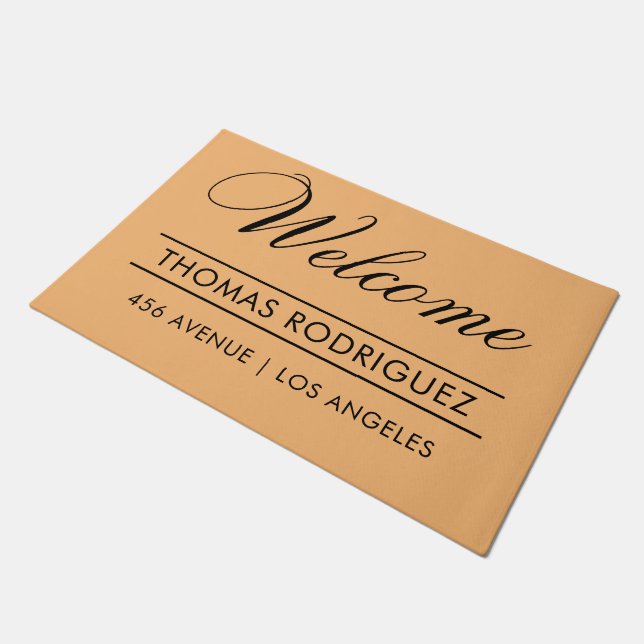 Welkom|Naam|Adres Modern Deurmat (Schuin)