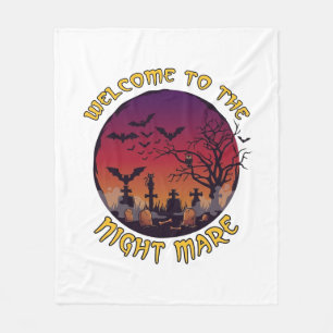 Welkom Nacht Merrie Halloween Rode Maan Kerkhof_1 Fleece Deken