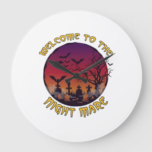 Welkom Nacht Merrie Halloween Rode Maan Kerkhof_1 Grote Klok