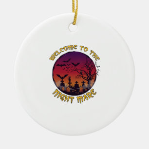 Welkom Nacht Merrie Halloween Rode Maan Kerkhof_1 Keramisch Ornament