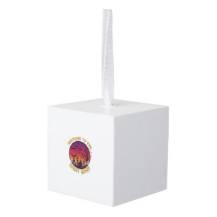 Welkom Nacht Merrie Halloween Rode Maan Kerkhof_1 Kubus Ornament