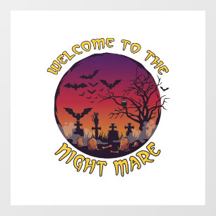 Welkom Nacht Merrie Halloween Rode Maan Kerkhof_1 Raamsticker