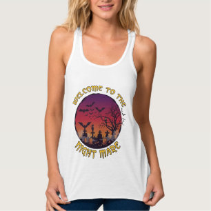 Welkom Nacht Merrie Halloween Rode Maan Kerkhof_1 Tanktop