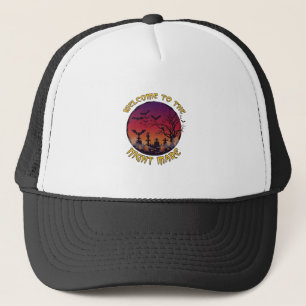 Welkom Nacht Merrie Halloween Rode Maan Kerkhof_1 Trucker Pet