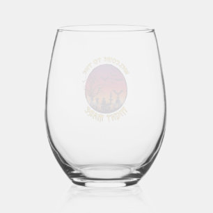 Welkom Nacht Merrie Halloween Rode Maan Kerkhof_1 Wijnglas Zonder Voet