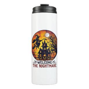 Welkom Nachtmerrie Halloween Spokenhuis Vliegende Thermosbeker