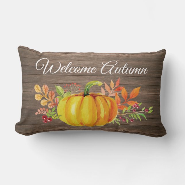 Welkom najaar Waterverf Pumpkin Kussen (Voorkant)