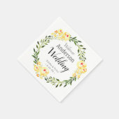 Welkom Namen/Datum Geel W/Kleur Bloemen Bruiloft Servet (Hoek)