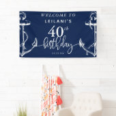 Welkom Nautical Anchor 40th Birthday Party Navy Spandoek (Insitu)